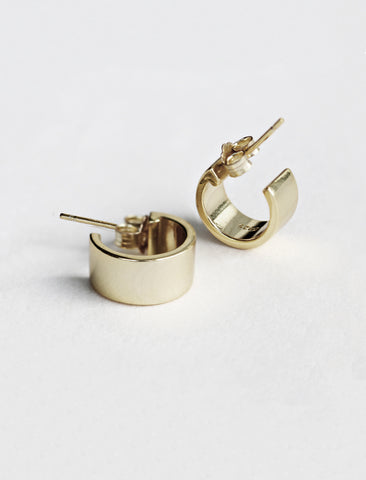 Image Title Minimalist dainty small thick bold everyday BOSS 925 Sterling Silver Chubby Mini Huggie Hoop Earrings by Sonia Hou, a celebrity Chinese AAPI demi-fine fashion costume jewelry designer