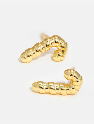 Image Title Candy Cane Holiday Festive Christmas Earrings in 18K Gold Over With Sterling Silver by AAPI Celebrity Jewelry Designer Sonia Hou