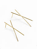 Image Title Asian Inspired Chopsticks Minimalist Long Thin Dangle Earrings in 925 Sterling Silver by Sonia Hou, a celebrity AAPI demi-fine jewelry designer.