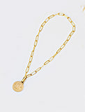 Image Title Gender neutral Asian Inspired Lucky Chinese Zodiac Dragon Charm 3-Way Convertible Coin Pendant with a Large Paperclip Link Chain Statement Bold Thick Chunky Layering Stacking Rectangular Necklace in 18K Gold Vermeil Over Sterling Silver by Sonia Hou, a celebrity AAPI Chinese demi-fine jewelry designer. Promotes good luck, wisdom, wealth, power and good fortune