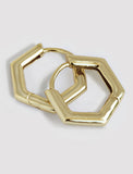 Image Title Minimalist mini tiny small chunky bold thick dainty stacking layering statement round INNOVATE Hexagon Huggie Hoop Earrings in 925 Sterling Silver by Sonia Hou, a celebrity Asian AAPI Chinese demi-fine jewelry designer