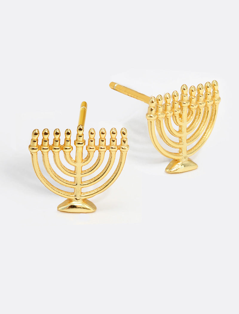Image Title HANUKKAH MENORAH Earrings | 18K Gold Over Sterling Silver