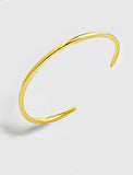 Image Title Adjustable minimalist simple Success Thin Cuff Chunky Bold Layering Stacking Statement 2 Way convertible Bangle Cuff Open Bracelet in 18K Gold Vermeil with 925 sterling silver base by Sonia Hou, a celebrity AAPI Chinese demi-fine fashion costume jewelry designer