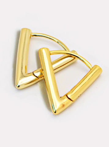 Image Title ACHIEVE TRIANGLE GEOMETRIC HUGGIE EARRINGS IN 18K GOLD VERMEIL With Sterling Silver base by Sonia Hou Jewelry