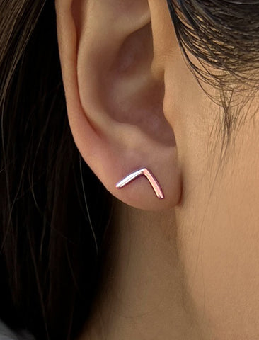TRILL 2-Way Wishbone Stud Earrings | 18K Rose Gold & Sterling Silver