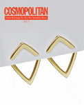 Image Title Small modern geometric minimalist simple 2-way convertible TRILL dainty wishbone diamond front back ear jacket stud earrings in 925 sterling silver by Sonia Hou, a celebrity AAPI Chinese demi-fine fashion costume jewelry designer