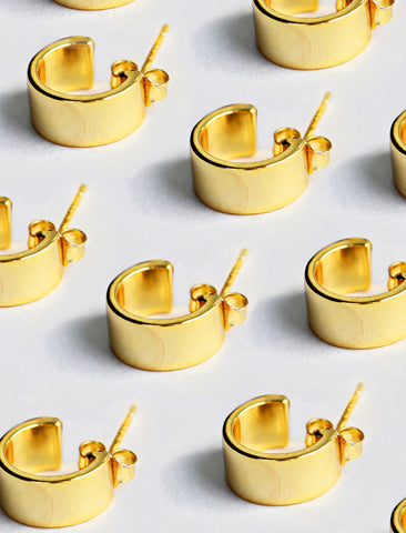 Image Title BOSS 18K GOLD VERMEIL OVER STERLING SILVER MINIMALIST CHUBBY MINI SMALL HOOP EARRINGS by Sonia Hou Jewelry