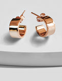 Image Title BOSS 18K ROSE GOLD VERMEIL OVER STERLING SILVER MINIMALIST CHUBBY MINI SMALL ROUND HOOP EARRINGS by Sonia Hou Jewelry