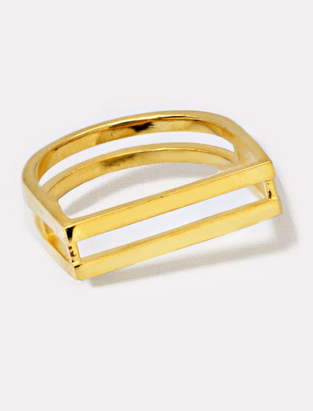 C.E.O. Thick Geometric Ring in 18K Gold over Sterling Silver
