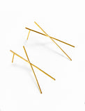 Image Title Inclusive Asian Inspired Chopsticks Minimalist Long Thin Dangle Earrings in 18K Gold Vermeil With Sterling Silver base by Sonia Hou, a celebrity AAPI demi-fine jewelry designer.
