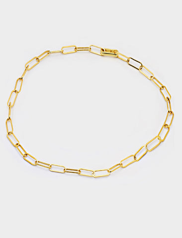 Image Title Essential Minimalist Large Thick Chunky Link Chain Paperclip Mid Length Choker Layering Statement Necklace in 18K Gold Vermeil With Sterling Silver base by Sonia Hou, a celebrity Chinese AAPI demi-fine jewelry designer