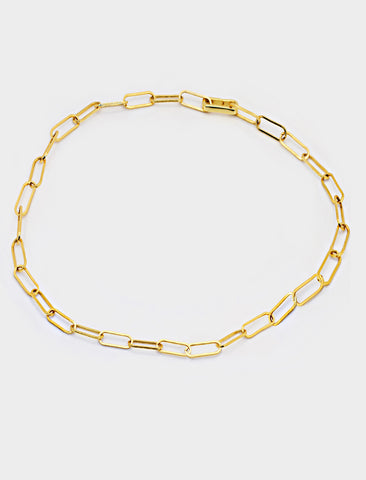 Image Title Essential Minimalist Large Thick Chunky Link Chain Paperclip Mid Length Choker Layering Statement Necklace in 18K Gold Vermeil With Sterling Silver base by Sonia Hou, a celebrity Chinese AAPI demi-fine jewelry designer