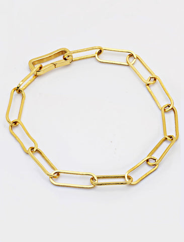 Image Title Essential Minimalist Large Bold Thick Chunky Link Chain Paperclip Layering Stacking Statement Bracelet in 18K Gold Vermeil With Sterling Silver base by Sonia Hou, a celebrity Chinese AAPI demi-fine jewelry designer