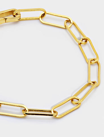 Image Title Essential Minimalist Large Bold Thick Chunky Link Chain Paperclip Layering Stacking Statement Bracelet in 18K Gold Vermeil With Sterling Silver base by Sonia Hou, a celebrity Chinese AAPI demi-fine jewelry designer