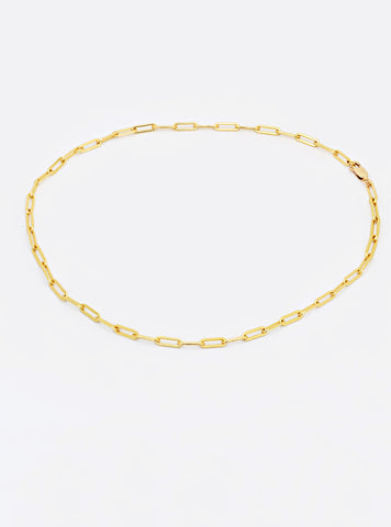 Image Title Essential Minimalist Thick Chunky Link Chain Paperclip Mid Length Choker Layering Statement Necklace in 18K Gold Vermeil With Sterling Silver base by Sonia Hou, a celebrity Chinese AAPI demi-fine jewelry designer