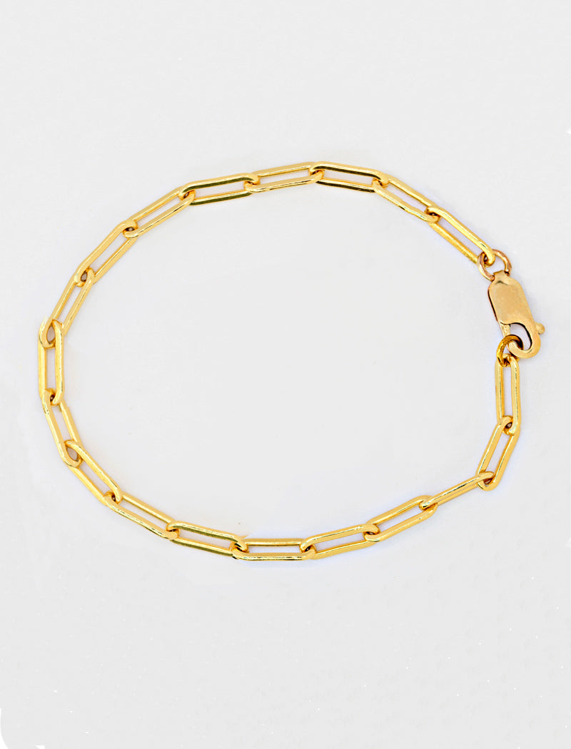 Image Title Essential Minimalist Bold Thick Chunky Link Chain Paperclip Layering Stacking Statement Rectangular Bracelet in 18K Gold Vermeil With Sterling Silver base by Sonia Hou, a celebrity Chinese AAPI demi-fine jewelry designer
