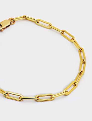 Image Title Essential Minimalist Bold Thick Chunky Link Chain Paperclip Layering Stacking Statement Rectangular Bracelet in 18K Gold Vermeil With Sterling Silver base by Sonia Hou, a celebrity Chinese AAPI demi-fine jewelry designer