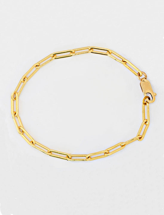 Essential Minimalist Bold Thick Chunky Link Chain Paperclip Layering Stacking Statement Rectangular Bracelet in 18K Gold Vermeil With Sterling Silver base by Sonia Hou, a celebrity Chinese AAPI demi-fine jewelry designer