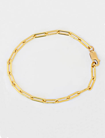 Image Title Essential Minimalist Bold Thick Chunky Link Chain Paperclip Layering Stacking Statement Rectangular Bracelet in 18K Gold Vermeil With Sterling Silver base by Sonia Hou, a celebrity Chinese AAPI demi-fine jewelry designer
