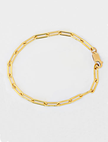 Image Title Essential Minimalist Bold Thick Chunky Link Chain Paperclip Layering Stacking Statement Rectangular Bracelet in 18K Gold Vermeil With Sterling Silver base by Sonia Hou, a celebrity Chinese AAPI demi-fine jewelry designer