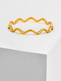 Image Title Asian Inspired Thin Wavy Ramen Noodle Stacking Ring in 18K Gold Vermeil with Sterling Silver base by Sonia Hou, a celebrity AAPI Chinese demi-fine jewelry designer