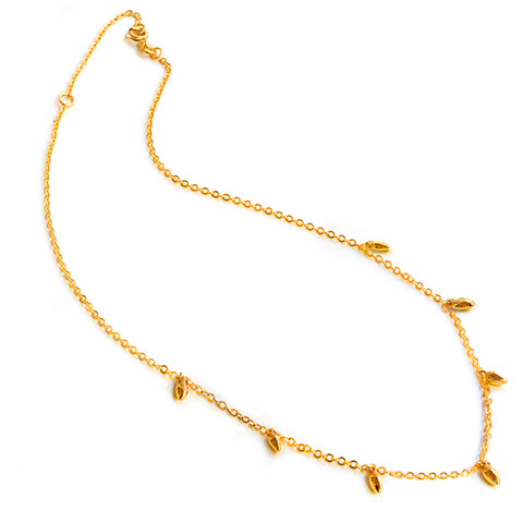 Image Title Inclusive Asian Inspired Thin Rice Bead Minimalist Chain Layering Stacking Necklace in 18K Gold Vermeil With Sterling Silver base by Sonia Hou, a celebrity AAPI Chinese demi-fine jewelry designer