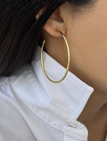PERFECT HOOP 18K GOLD OVER STERLING SILVER EARRINGS