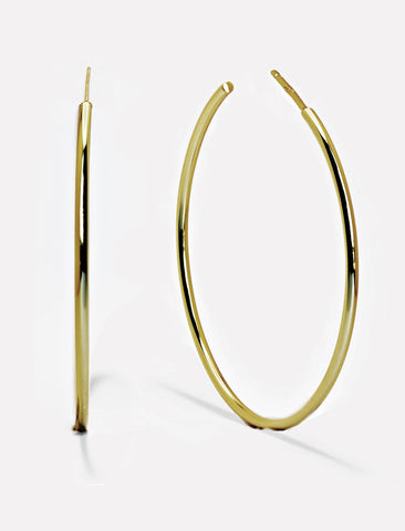 Image Title Big medium large thin round circle PERFECT 50mm 2 inch hoop stacking lightweight everyday statement earrings in 925 Sterling Silver by Sonia Hou, a celebrity AAPI Chinese demi-fine jewelry designer