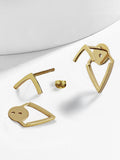 Image Title Small modern geometric minimalist simple 2-way convertible TRILL dainty wishbone diamond front back ear jacket stud earrings in 925 sterling silver by Sonia Hou, a celebrity AAPI Chinese demi-fine fashion costume jewelry designer