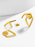 Image Title Small modern geometric minimalist simple 2-way convertible TRILL dainty wishbone diamond front back ear jacket stud earrings in 18K gold vermeil with 925 sterling silver base by Sonia Hou, a celebrity AAPI Chinese demi-fine fashion costume jewelry designer