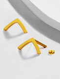 Image Title Small modern geometric minimalist simple 2-way convertible TRILL dainty wishbone diamond front back ear jacket stud earrings in 18K gold vermeil with 925 sterling silver base by Sonia Hou, a celebrity AAPI Chinese demi-fine fashion costume jewelry designer