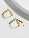 Image Title Small modern geometric minimalist simple 2-way convertible TRILL dainty wishbone diamond front back ear jacket stud earrings in 925 sterling silver by Sonia Hou, a celebrity AAPI Chinese demi-fine fashion costume jewelry designer