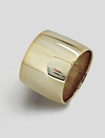 Image Title RICH wide thick bold chunky statement cigar band ring in 925 sterling silver by Sonia Hou, a celebrity AAPI Chinese demi-fine jewelry designer