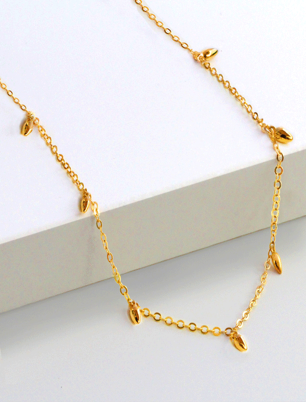 RICE BEAD THIN CHAIN NECKLACE | 18K GOLD OVER STERLING SILVER