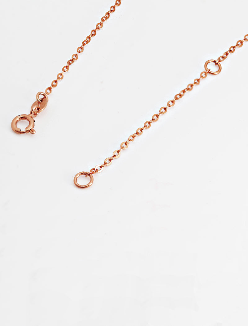 Image Title Inclusive Asian inspired thin Rice bead minimalist chain layering stacking necklace in 18K rose gold vermeil with sterling silver base by Sonia Hou, a celebrity Chinese AAPI demi-fine jewelry designer