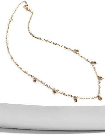 Image Title Inclusive Asian inspired thin Rice bead minimalist chain layering stacking necklace in 925 sterling silver by Sonia Hou, a celebrity Chinese AAPI demi-fine jewelry designer