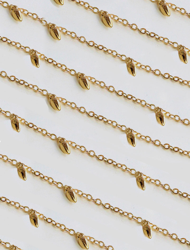 Image Title Inclusive Asian inspired thin Rice bead minimalist chain layering stacking necklace in 925 sterling silver base by Sonia Hou, a celebrity Chinese AAPI demi-fine jewelry designer