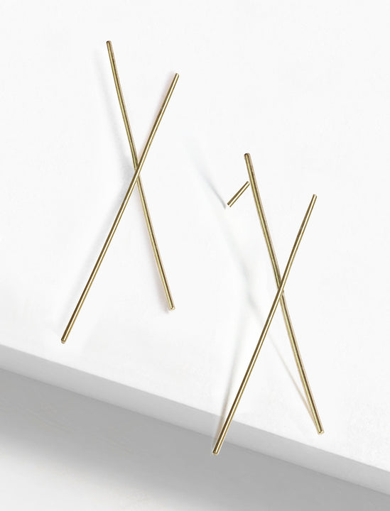  Asian Inspired Chopsticks Minimalist Long Thin Dangle Earrings in Sterling Silver by Sonia Hou, a celebrity AAPI demi-fine jewelry designer