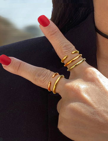 SUCCESS Sterling Silver 2-Way Stacking Open Ring