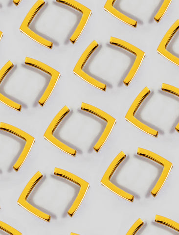 Image Title Small modern geometric minimalist simple 2-way convertible TRILL dainty wishbone diamond front back ear jacket stud earrings in 18K gold vermeil with 925 sterling silver base by Sonia Hou, a celebrity AAPI Chinese demi-fine fashion costume jewelry designer