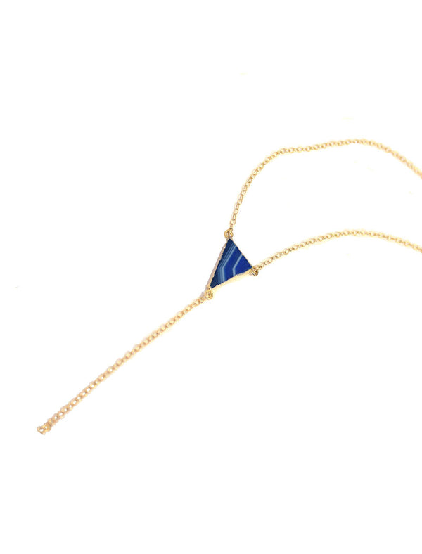 UNICORN AGATE GOLD Y NECKLACE | BLISSFULLY BLUE