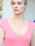 Image Title Female Model Wearing 14K Gold Filled Y Necklace For Women by SONIA HOU Jewelry