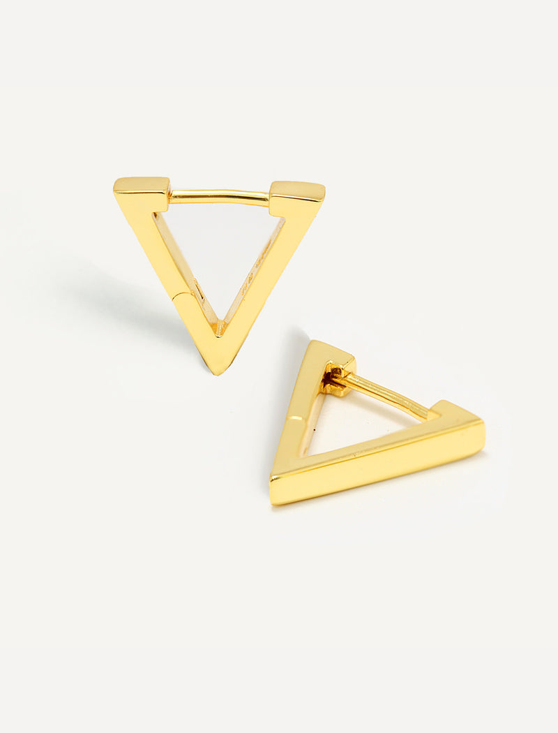 ACHIEVE TRIANGLE GEOMETRIC HUGGIE EARRINGS IN 18K GOLD VERMEIL With Sterling Silver base by Sonia Hou Jewelry