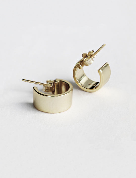 Minimalist dainty small thick bold everyday BOSS 925 Sterling Silver Chubby Mini Huggie Hoop Earrings by Sonia Hou, a celebrity Chinese AAPI demi-fine fashion costume jewelry designer