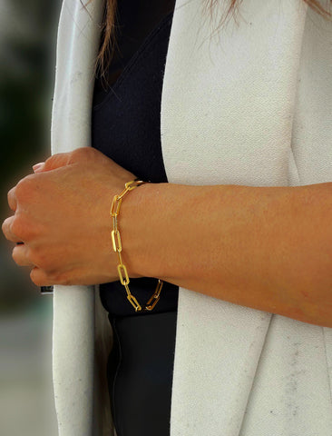 ESSENTIAL Medium Paperclip Link Chain Bracelet | 18K Gold Vermeil