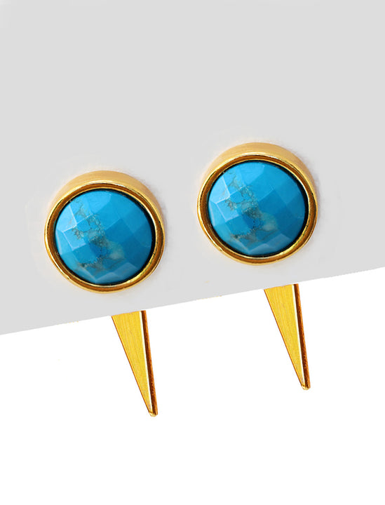 Fire 24K Gold Blue Earring Jackets in Turquoise Gemstone by Sonia Hou Jewelry