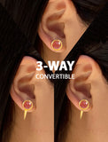 FIRE 3-Way Convertible Gemstone Gold Stud Earring Jackets In Pink Coral Gemstone by SONIA HOU Jewelry
