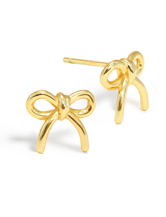 Holiday Coquette Bow Festive Christmas Stud Earrings in 18K Gold Over With Sterling Silver by AAPI Celebrity Jewelry Designer Sonia Hou 