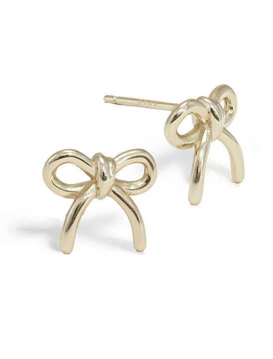 Holiday Coquette Bow Festive Christmas Stud Earrings in Sterling Silver by AAPI Celebrity Jewelry Designer Sonia Hou 