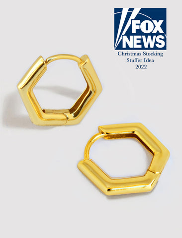 INNOVATE Hexagon Mini Hoop Earrings | 18K Gold Over Sterling Silver